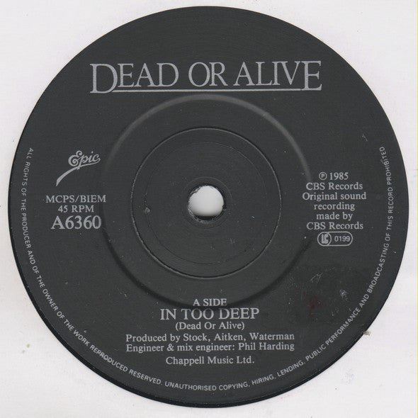 Dead Or Alive : In Too Deep (7", Single, Mat)