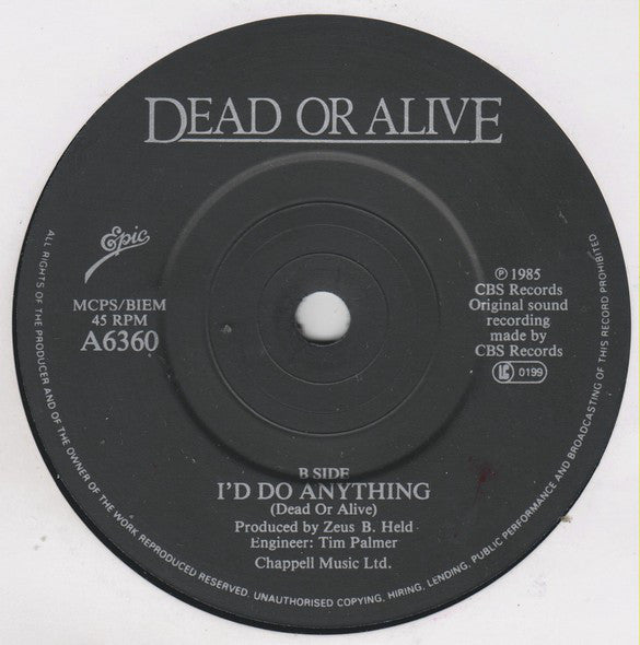 Dead Or Alive : In Too Deep (7", Single, Mat)