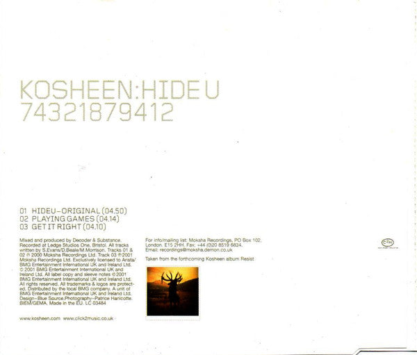 Kosheen : Hide U (CD, Single)