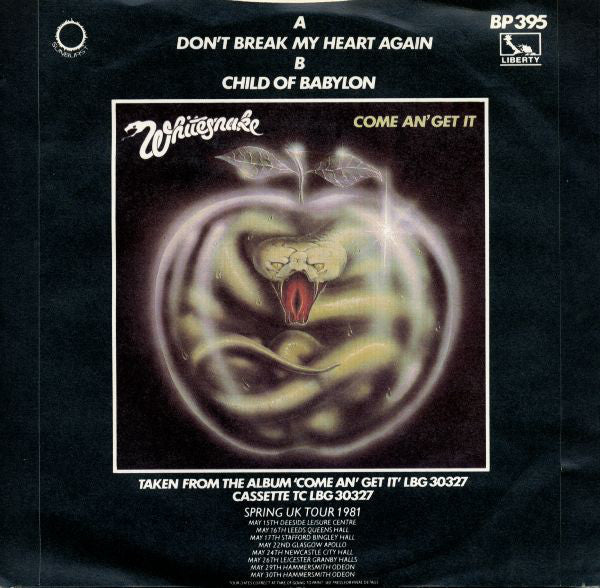 Whitesnake : Don't Break My Heart Again (7", Single, Pus)