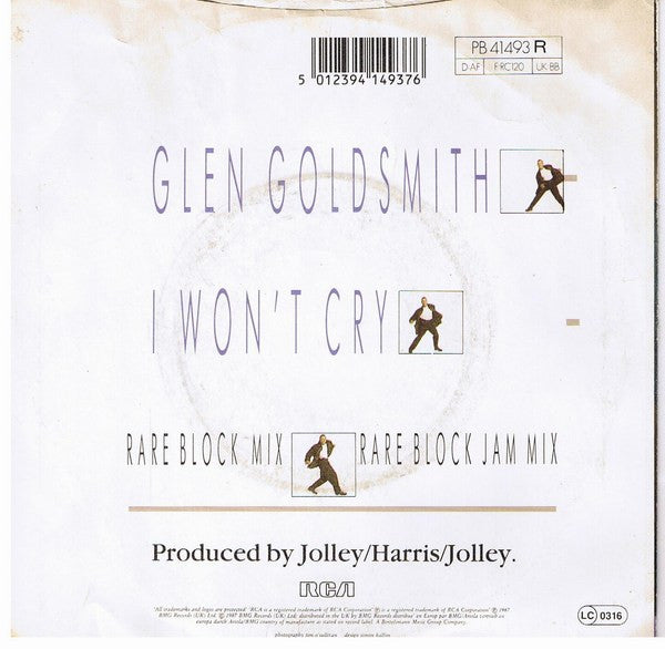 Glen Goldsmith : I Won't Cry (7", Single)