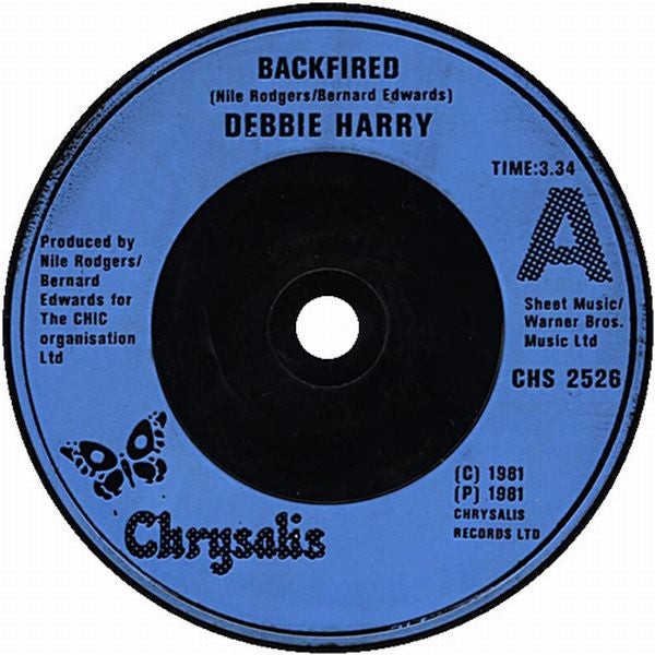 Debbie Harry* : Backfired (7", Single, Blu)