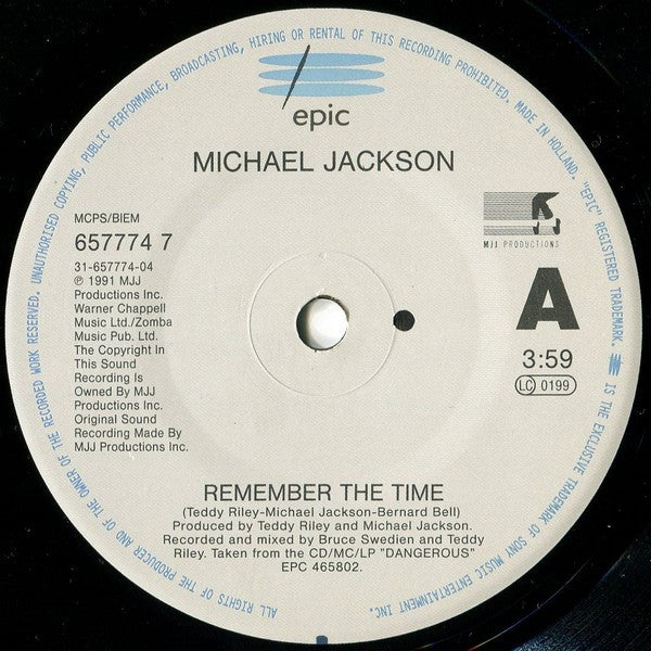 Michael Jackson : Remember The Time (7", Single)