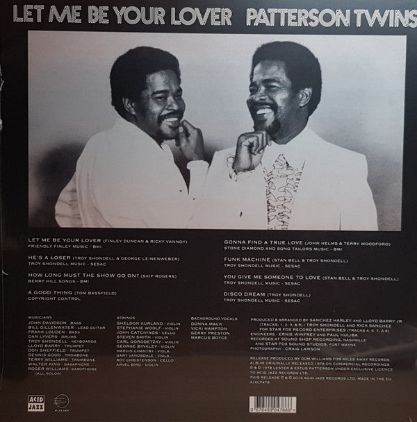 Patterson Twins : Let Me Be Your Lover (LP, Album, RE, RM)