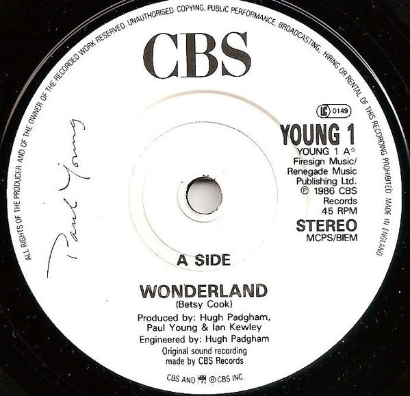 Paul Young : Wonderland (7", Single)