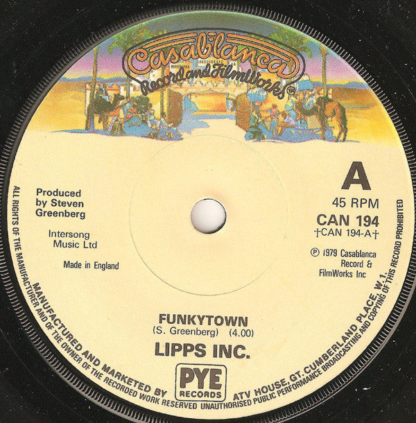 Lipps, Inc. : Funkytown (7", Single, Sol)