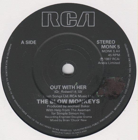 The Blow Monkeys : Out With Her (7", Single)