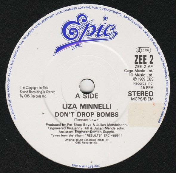 Liza Minnelli : Don't Drop Bombs (7", Single)