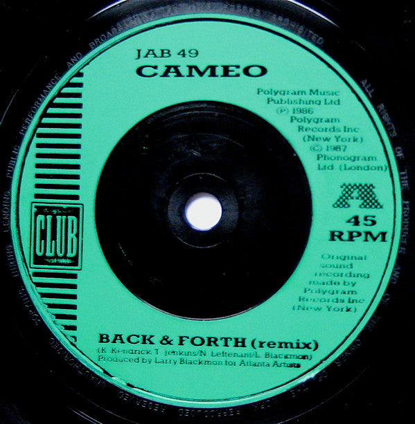 Cameo : Back & Forth (7", Single, Gre)