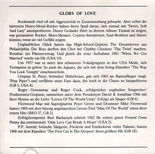 Various : Glory Of Love - Rock & Pop Ballads (CD, Comp)