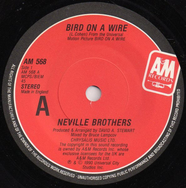 The Neville Brothers : Bird On A Wire (7", Single)