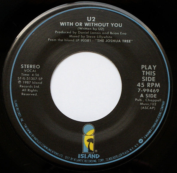 U2 : With Or Without You (7", Single, SP-)