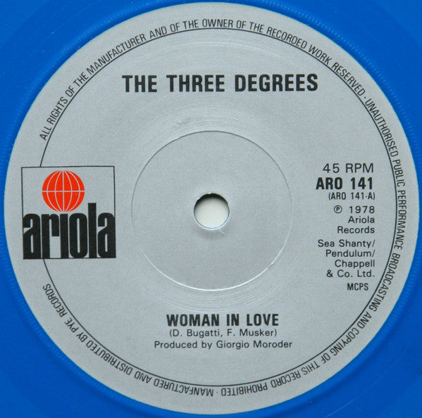 The Three Degrees : Woman In Love (7", Single, Blu)