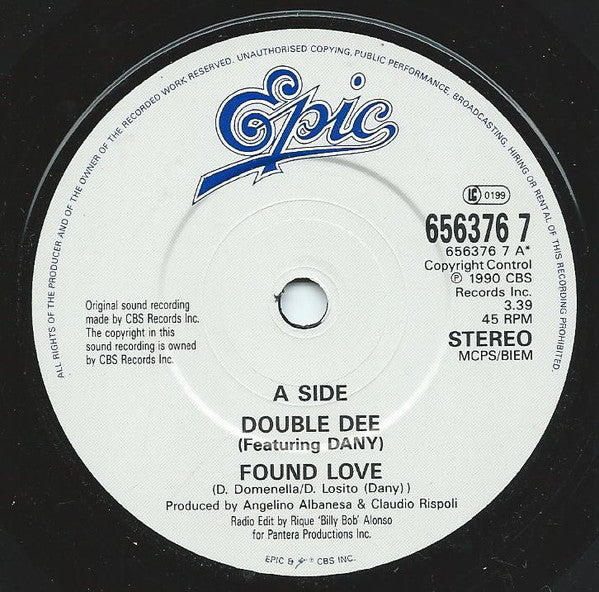 Double Dee Featuring Dany : Found Love (7", Single)