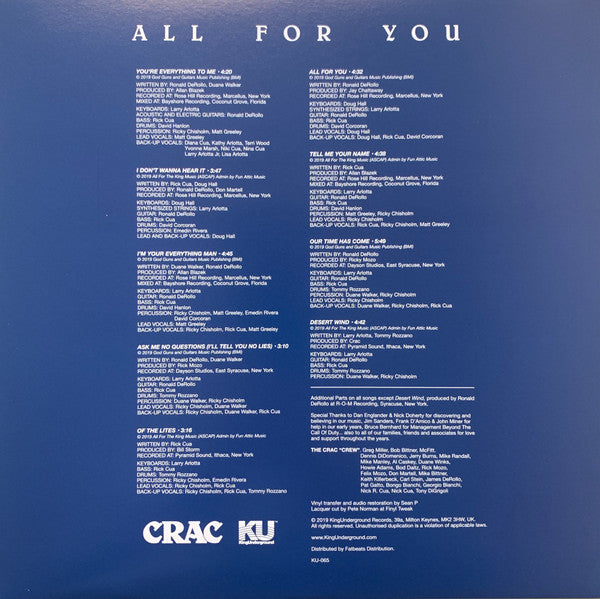 CRAC* : All For You (LP, Album, RE)