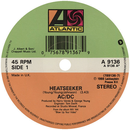AC/DC : Heatseeker (7", Single, Car)
