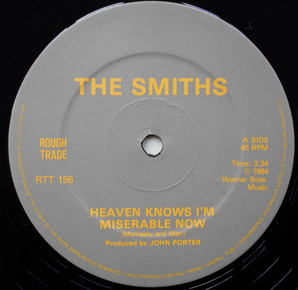 The Smiths : Heaven Knows I'm Miserable Now (12", Single, CBS)