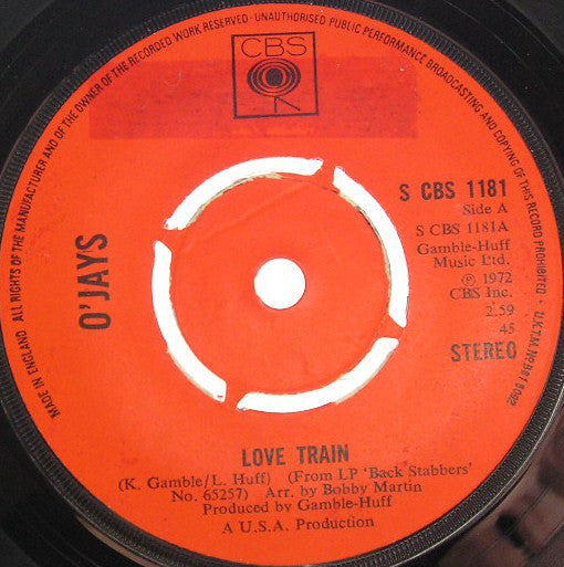 The O'Jays : Love Train (7", Single,  4 )