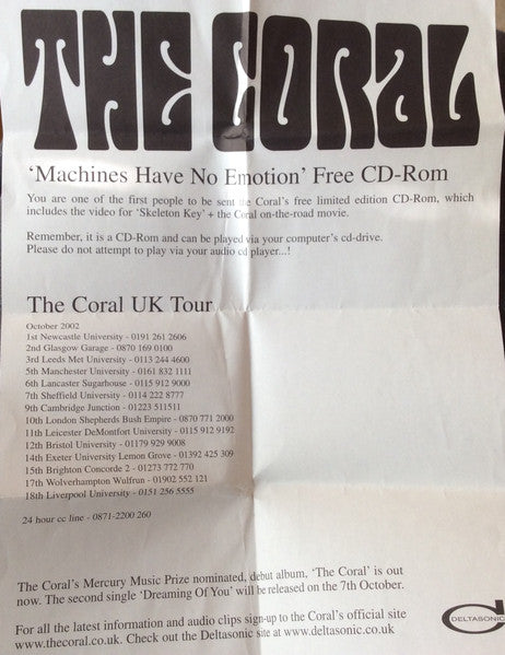 The Coral : Machines Have No Emotions (CD-ROM, Ltd, Promo)