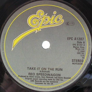 REO Speedwagon : Take It On The Run (7", Single, Pap)