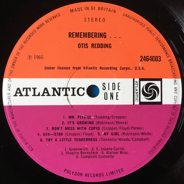 Otis Redding : Remembering (LP, Album, Comp)