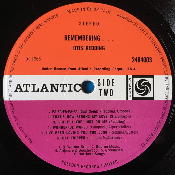 Otis Redding : Remembering (LP, Album, Comp)