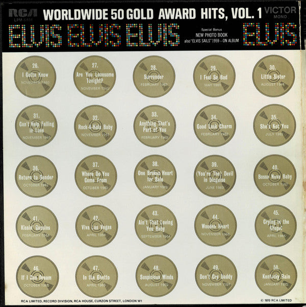 Elvis Presley : Worldwide 50 Gold Award Hits, Vol. 1 (4xLP, Comp, Mono, RE + Box)