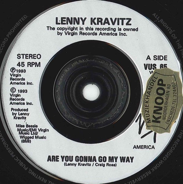 Lenny Kravitz : Are You Gonna Go My Way (7", Single)