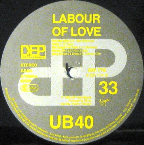 UB40 : Labour Of Love (LP, Album)