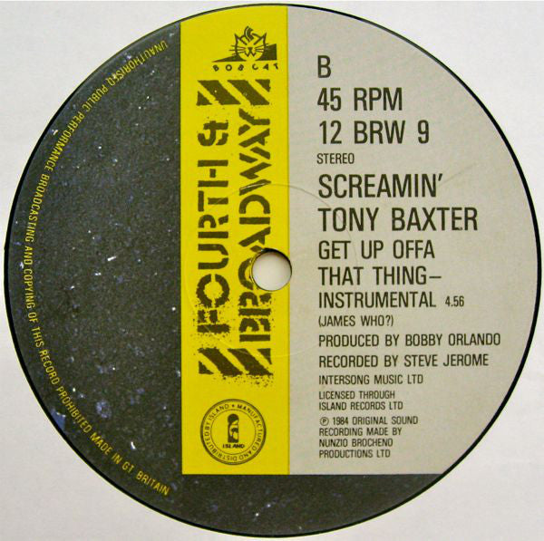 Tony Baxter : Get Up Offa That Thing (12")