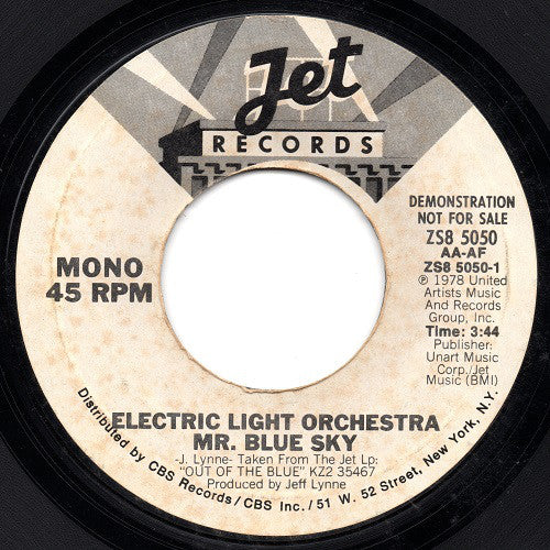 Electric Light Orchestra : Mr. Blue Sky (7", Single, Mono, Promo, RP, Ter)