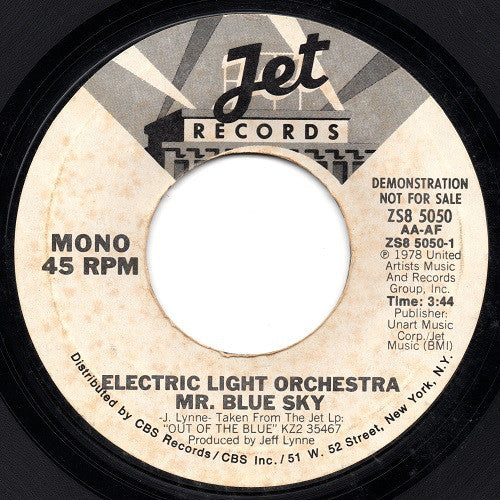 Electric Light Orchestra : Mr. Blue Sky (7", Promo, RP)