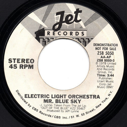 Electric Light Orchestra : Mr. Blue Sky (7", Single, Mono, Promo, RP, Ter)