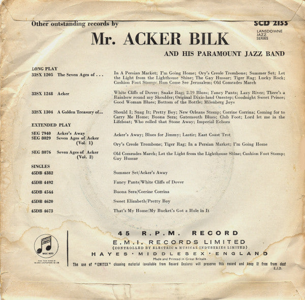 Mr. Acker Bilk And His Paramount Jazz Band* : Stars And Stripes Forever / Creole Jazz (7", Single, RE)