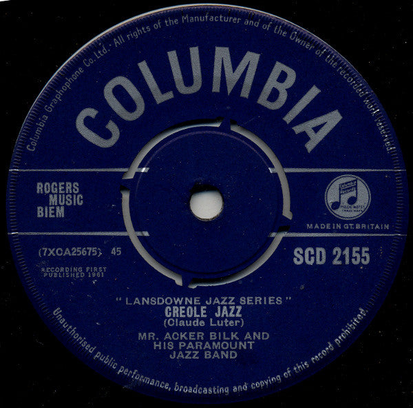 Mr. Acker Bilk And His Paramount Jazz Band* : Stars And Stripes Forever / Creole Jazz (7", Single, RE)