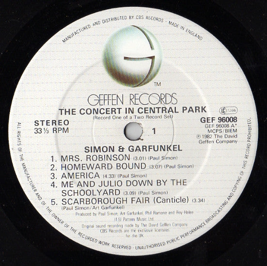 Simon & Garfunkel : The Concert In Central Park (2xLP, Album)