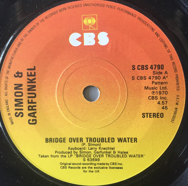 Simon & Garfunkel : Bridge Over Troubled Water (7", RE)