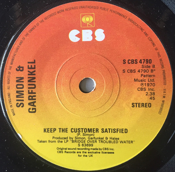 Simon & Garfunkel : Bridge Over Troubled Water (7", RE)