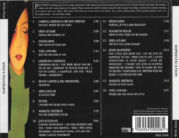Various : Sophistication (Songs Of The Thirties) (CD, Comp, Mono, RM)