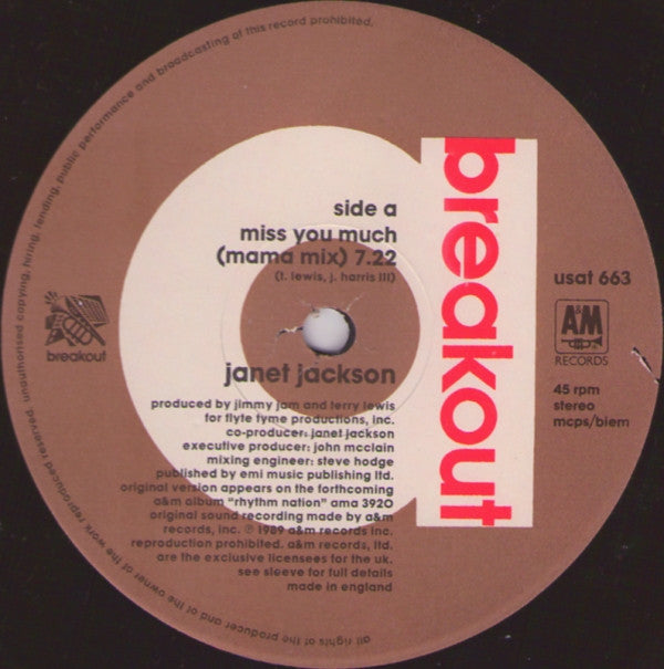 Janet Jackson : Miss You Much (12")