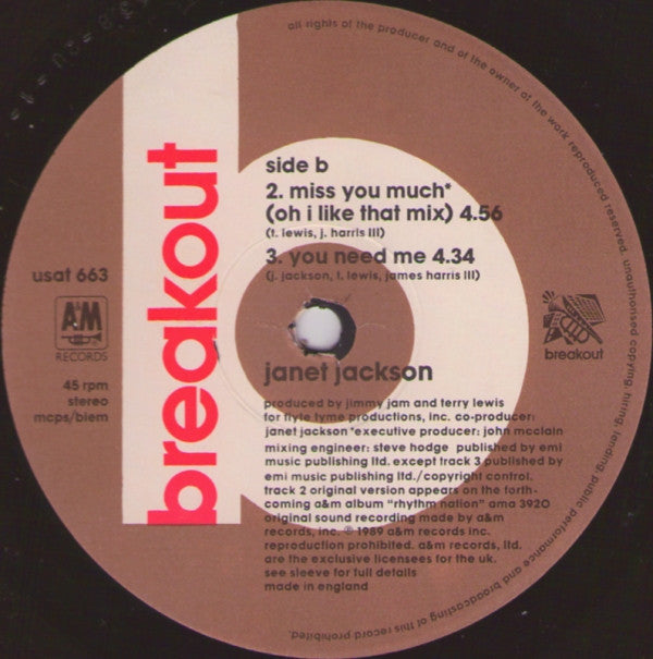 Janet Jackson : Miss You Much (12")