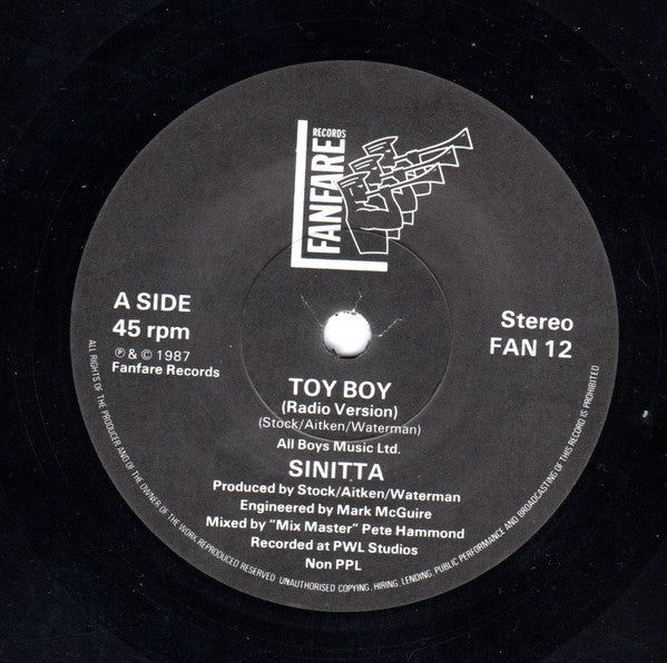Sinitta : Toy Boy (7", Single, Lyn)