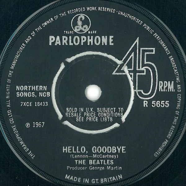 The Beatles : Hello, Goodbye (7", Single, Kno)