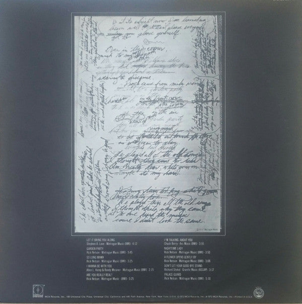 Rick Nelson & The Stone Canyon Band : Garden Party (LP, Album, Glo)