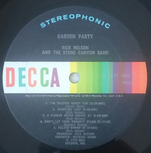 Rick Nelson & The Stone Canyon Band : Garden Party (LP, Album, Glo)