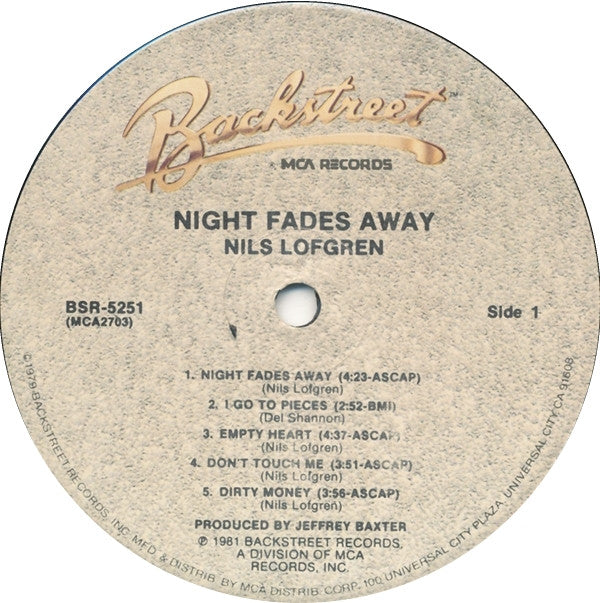 Nils Lofgren : Night Fades Away (LP, Album, Pin)