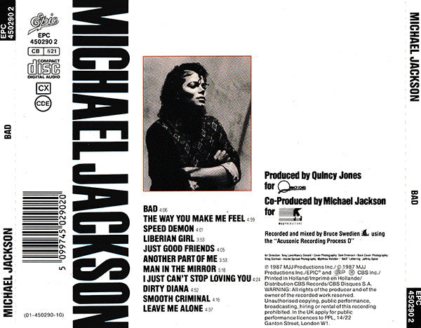 Michael Jackson : Bad (CD, Album, RE)