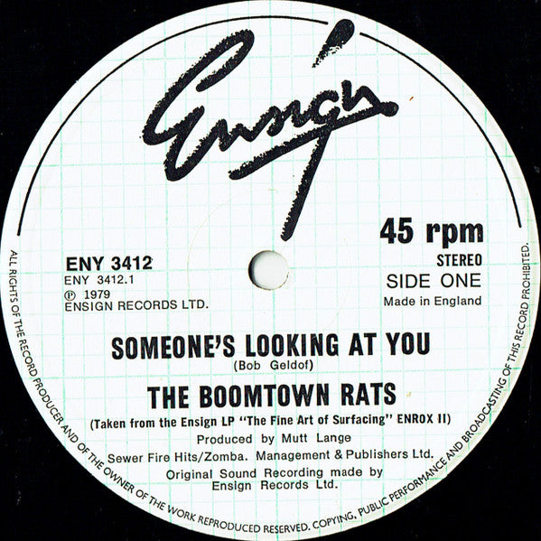 The Boomtown Rats : Someone's Looking At You (12", Single)