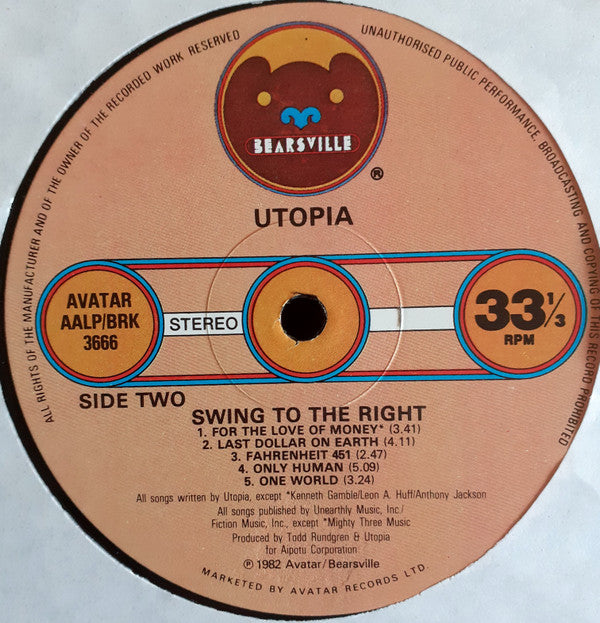 Utopia (5) : Swing To The Right (LP, Album)