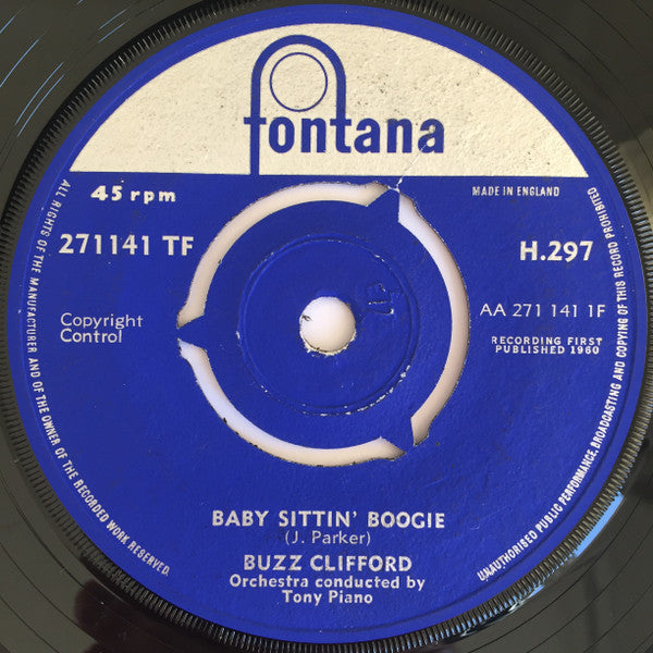 Buzz Clifford : Baby Sittin' Boogie (7", Single, Blu)